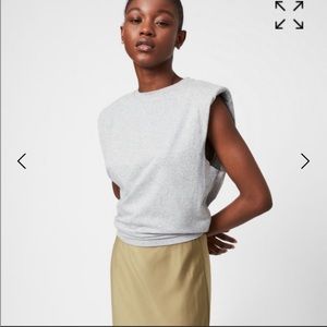 AllSaints Tierny Coni XS Metallic Green 2-in-1 Sleeveless Dress